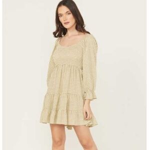 Blue B Gingham Tiered Mini Dress from Boot Barn Ruched Flirty Dress Large